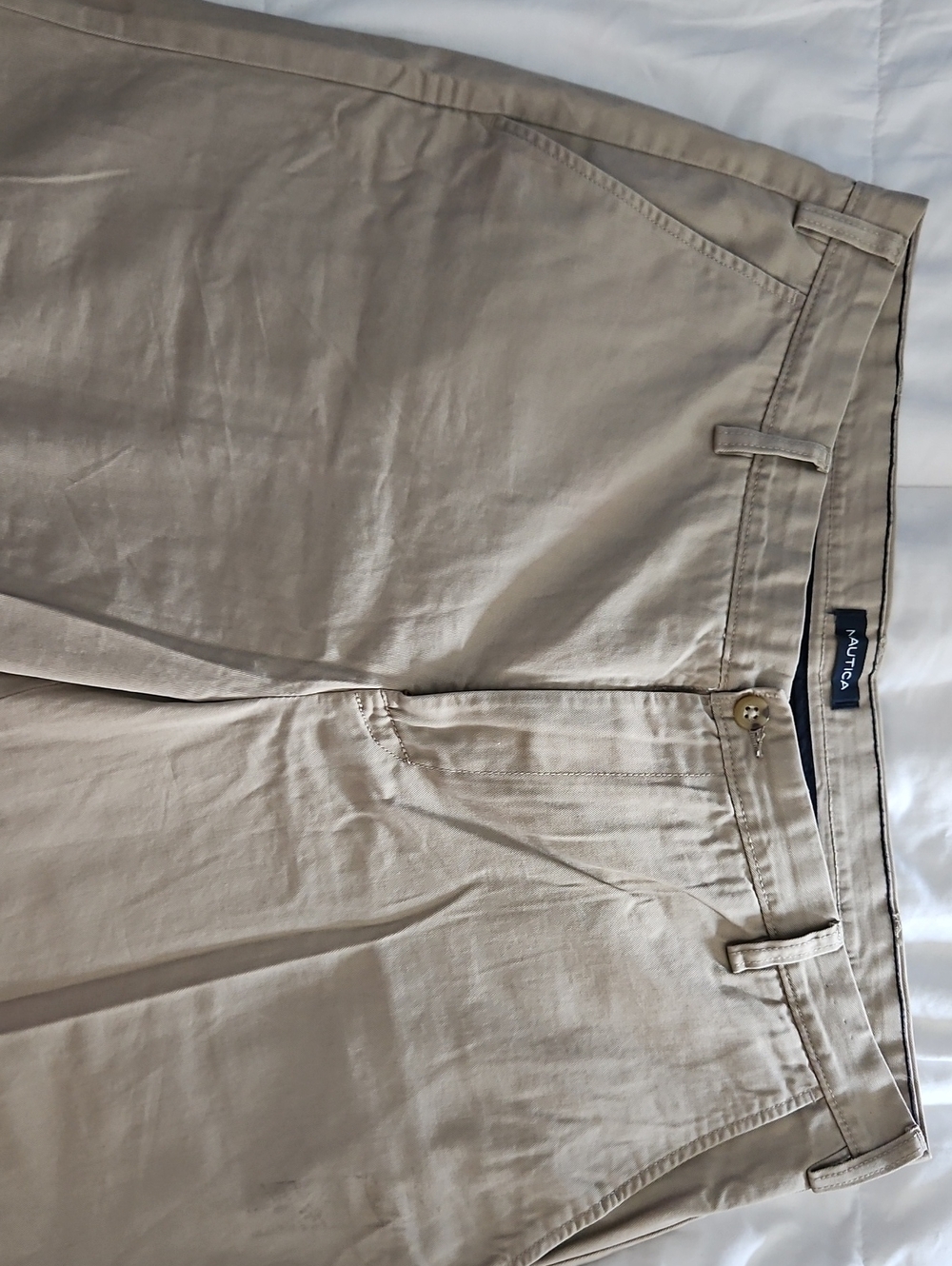 Nautica Men's Light Khaki Straight Fit Chino Pants